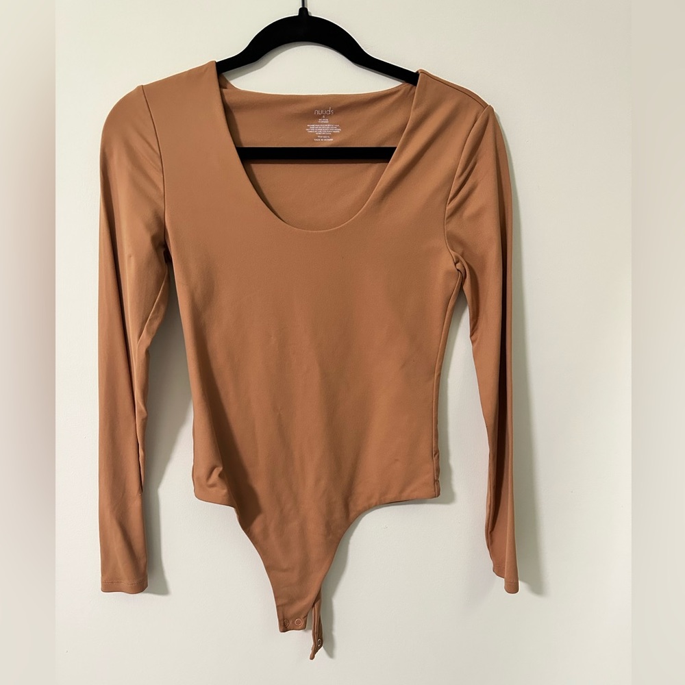 Women's Long Sleeve Scoop Neck Bodysuit - Clay - Clay / S